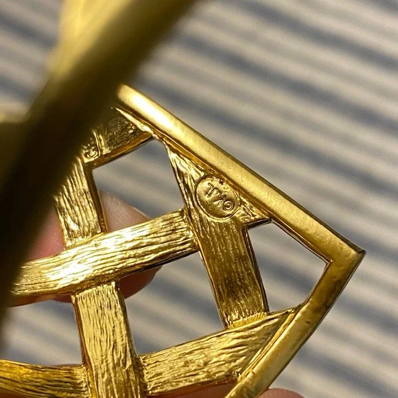 Kenneth Jay Lane KJL Gold Basket Weave Woven Bracelet Cuff 90s - Picture 2 of 8